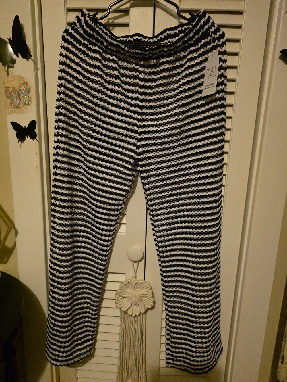 Time and Tru Black & White Chevron Wide-Leg Knit Pants, Swim Covers NWT!!!!